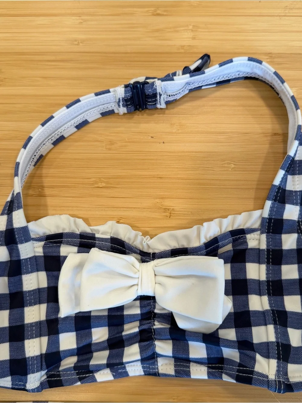 Janie And Jack Kids Girls Blue Gingham White Ruffle Halter 2 Pc Bikini Swim 5 S